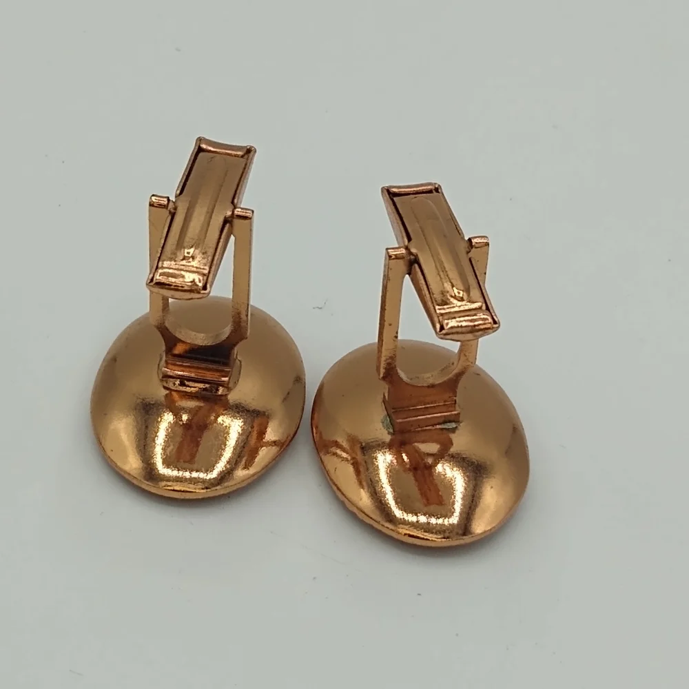 Onyx Center Copper Plated Cufflinks Midcentury Vintage